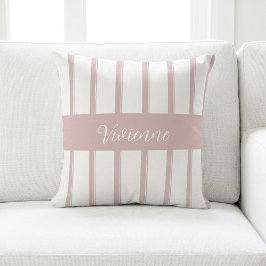 Rosa vattenfärgstrecket monogramnamn kudde