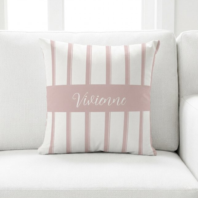 Rosa vattenfärgstrecket monogramnamn kudde (Skapare uppladdad)