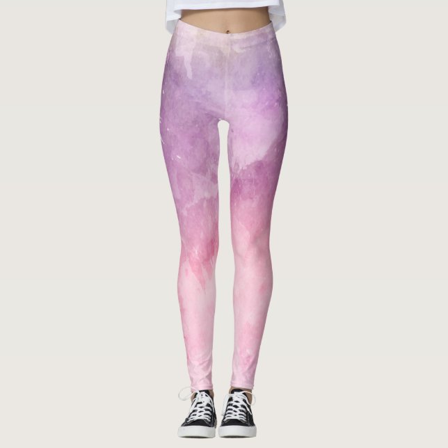 Rosa vattenfärgstruktur leggings (Framsida)