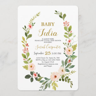 rosa vattenfärgsutandning Babykläder Inbjudningar