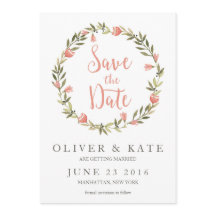 Rosa Vattenfärgsutandning Blommigt Spara datum