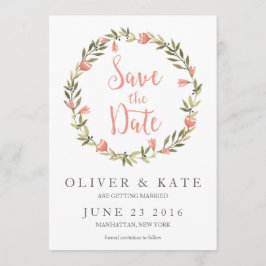 Rosa Vattenfärgsutandning Blommigt Spara datum Spara Datumet