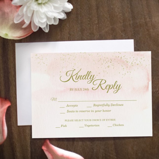 Rosa Vattenfärgsval för Guld Bröllop-måltider OSA Kort (Skapare uppladdad)