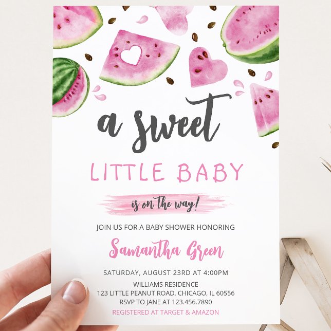 Rosa vattenmelon Baby Shower Inbjudningar (Skapare uppladdad)