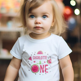 Rosa vattenmelon, Sommar Fruit Girl 1:a födelsedag T Shirt