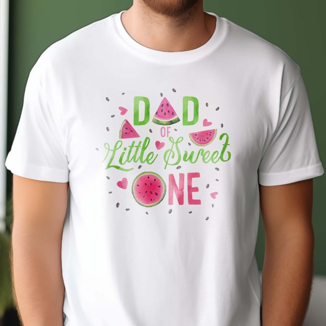 Rosa Vattenmelon Tema Flickan 1:a födelsedag, Papp T Shirt (Pink One in a melon themed, baby girl 1st birthday , t-shirt for dad.)