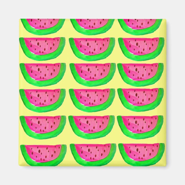 Rosa vattenmelonfrukt, popkonst magnet (Framsidan)