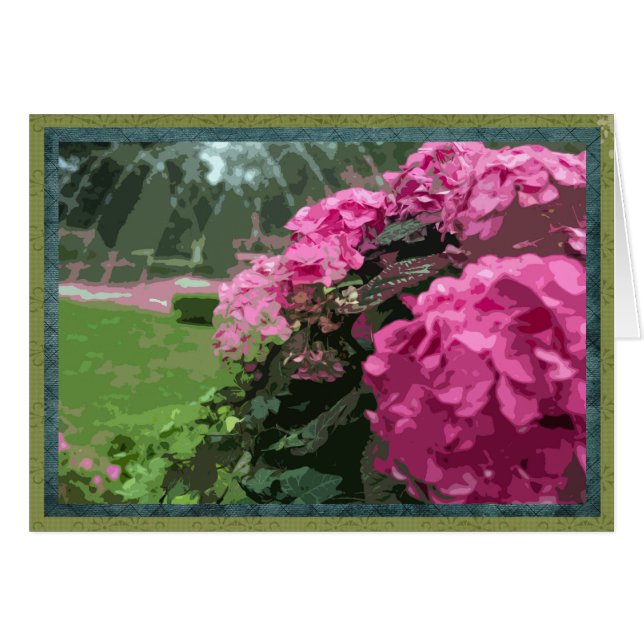 Rosa vattenområden i trädgård hälsningskort (Framsidan Horizontal)