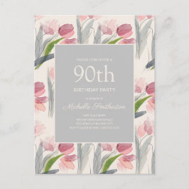  Rosa Vattentärsfärg Tulips Cream White 90:e Vykort