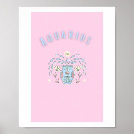 Rosa Vattumannen, stjärntecken, stjärnbildstryck Poster