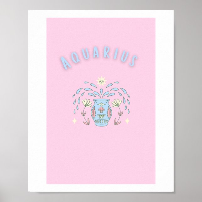 Rosa Vattumannen, stjärntecken, stjärnbildstryck  Poster (Framsidan)