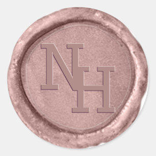 Rosa Vax säl Monogram Initialer Sticker Runt Klistermärke