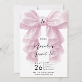 Rosa veckad kaskadbou Elegant söt 16-fest Inbjudningar