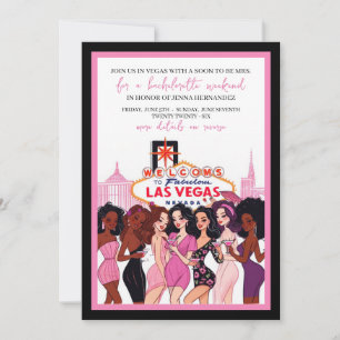 Rosa Vegas Bachelorette Party Inbjudningar