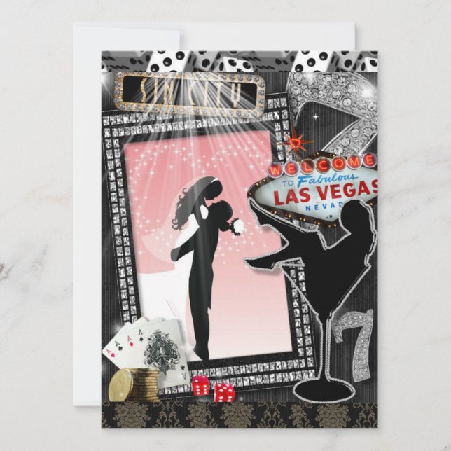 Rosa vegasbröllopsinbjudningar inbjudningar (Framsida)