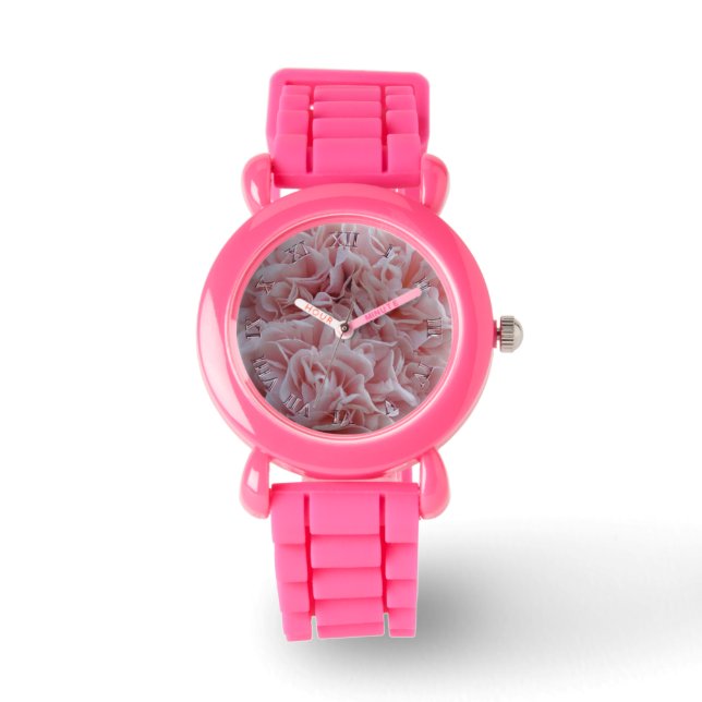 Rosa velvet blommor Mallow Armbandsur (Framsida)