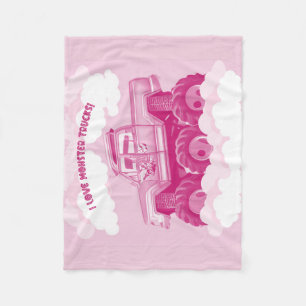 Rosa Version I Kärlek Monster Lastbilar Image Fleecefilt