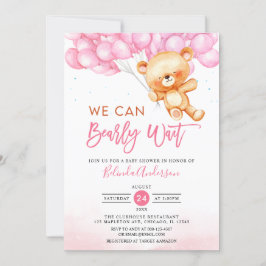 Rosa Vi kan bota Nallen Baby Shower Inbjudningar