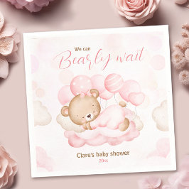Rosa vi kan bota vänta på babyskor pappersservett