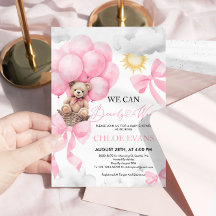Rosa Vi Kan Knappast Vänta Baby Shower Inbjudan