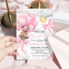 Rosa Vi Kan Knappast Vänta Baby Shower Inbjudan