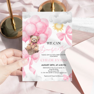 Rosa Vi Kan Knappast Vänta Baby Shower Inbjudan