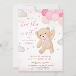 Rosa Vi Kan Knappast Vänta Baby Shower Inbjudningar