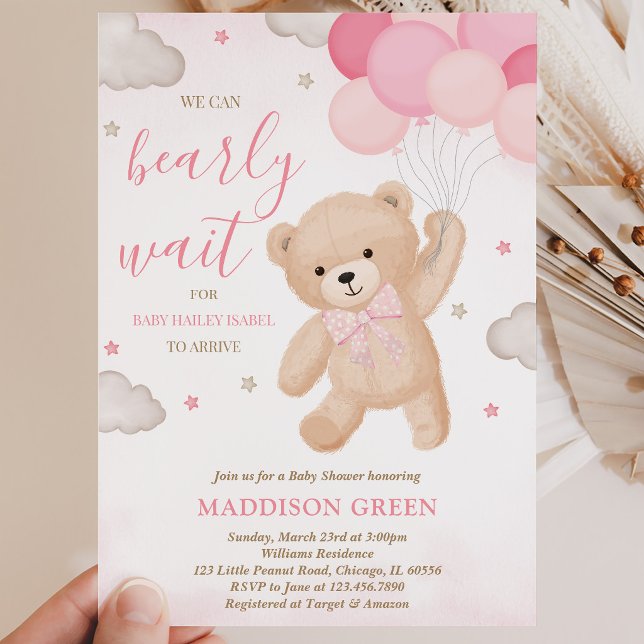 Rosa Vi Kan Knappast Vänta Bebis Shower Inbjudningar (Skapare uppladdad)