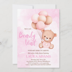 Rosa Vi kan tidigt vänta på babybabyskor Inbjudningar