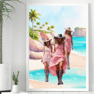 Rosa Vibrant Trio Tropical Island Coastal Cowgirl Poster