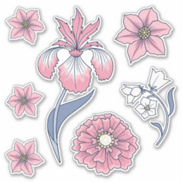 Rosa Victorian Blommigt Art Sticker Pack Klistermärken