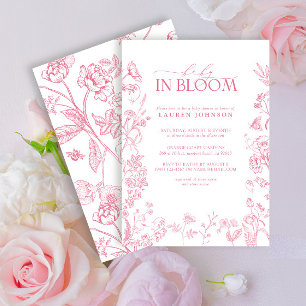 Rosa Victorian Blommigt Elegant Baby i Bloom Inbjudningar