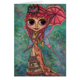Rosa Victorian Fairy Card Hälsningskort
