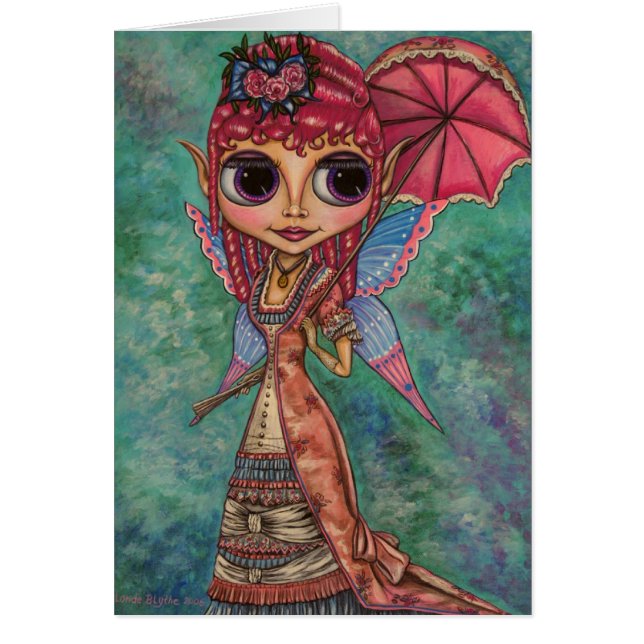 Rosa Victorian Fairy Card Hälsningskort (Framsidan)
