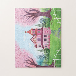 Rosa Victorian House & Cherry Blommar Pussel