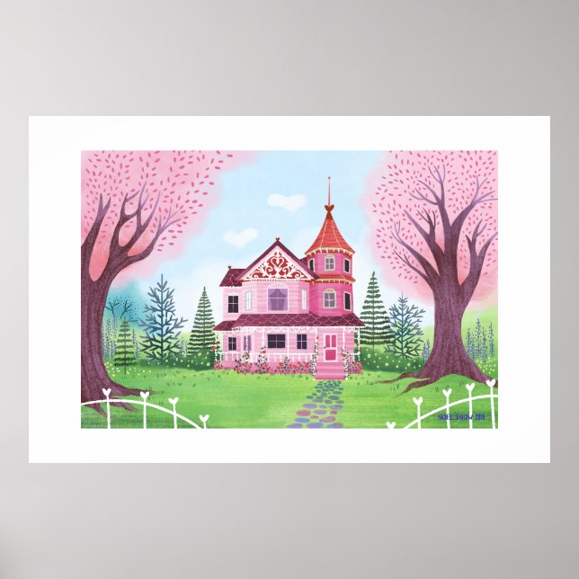 Rosa Victorian House Extra Large Print Poster (Framsidan)
