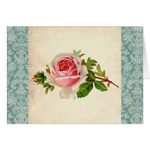 Rosa Victorian och damast Hälsningskort