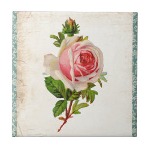 Rosa Victorian och damast Kakelplatta