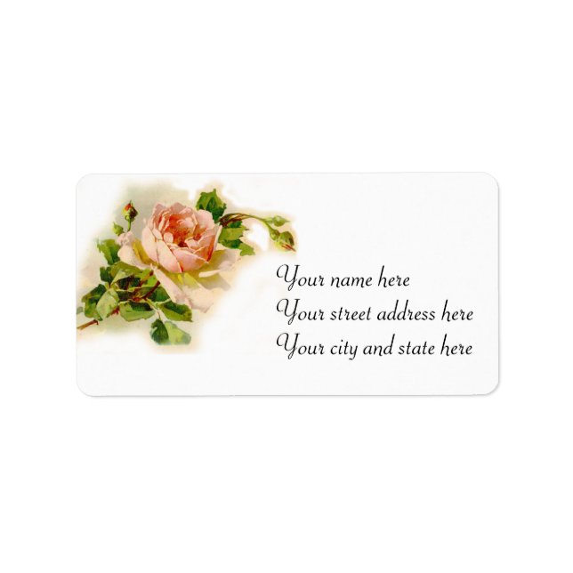 Rosa Victorian Ro Adressetikett (Framsidan)