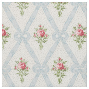 Rosa Victorian Rosor w/Blue Ribbon Lattice Tyg