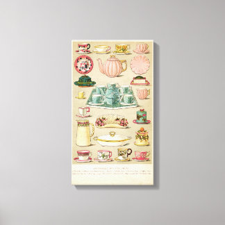 Rosa Victorian Tea Service, Vintage Wall Art Canvastryck
