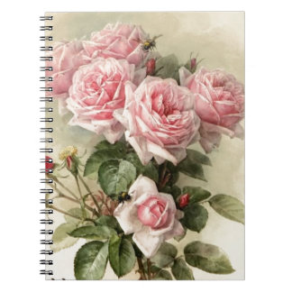 Rosa Victorianro för shabby chic Anteckningsbok Med Spiral