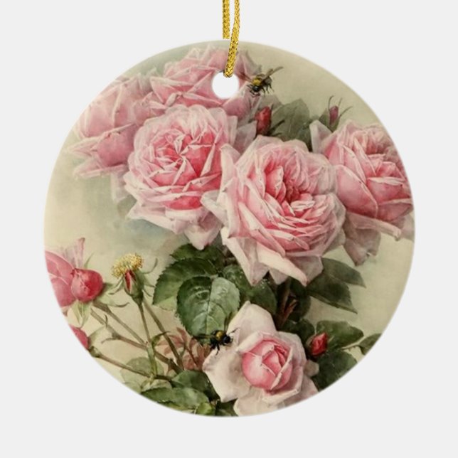 Rosa Victorianro för shabby chic Julgransprydnad Keramik (Framsidan)