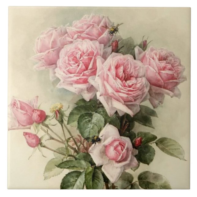 Rosa Victorianro för shabby chic Kakelplatta (Framsidan)