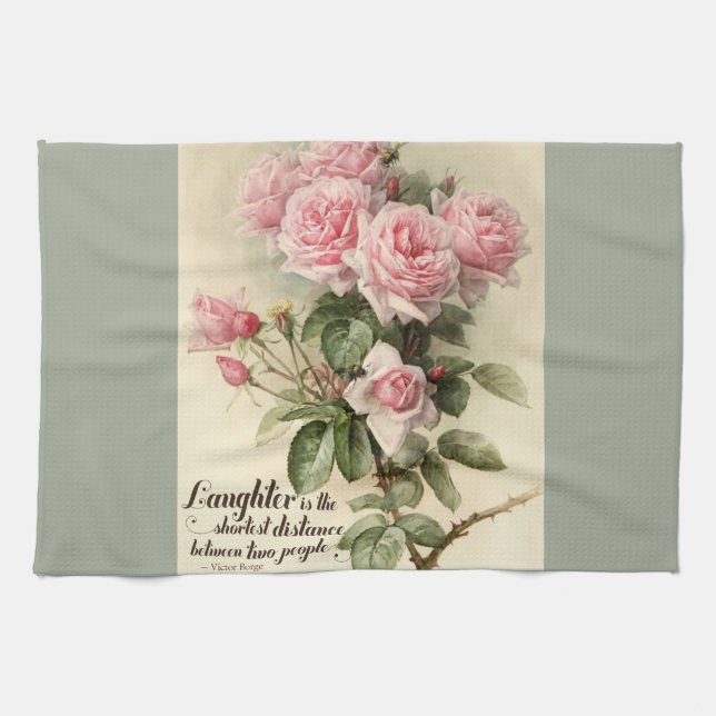 Rosa Victorianro för shabby chic Kökshandduk (Horisontell)