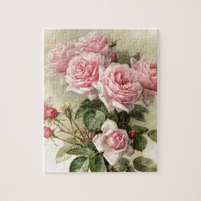 Rosa Victorianro för shabby chic Pussel (Vertikal)