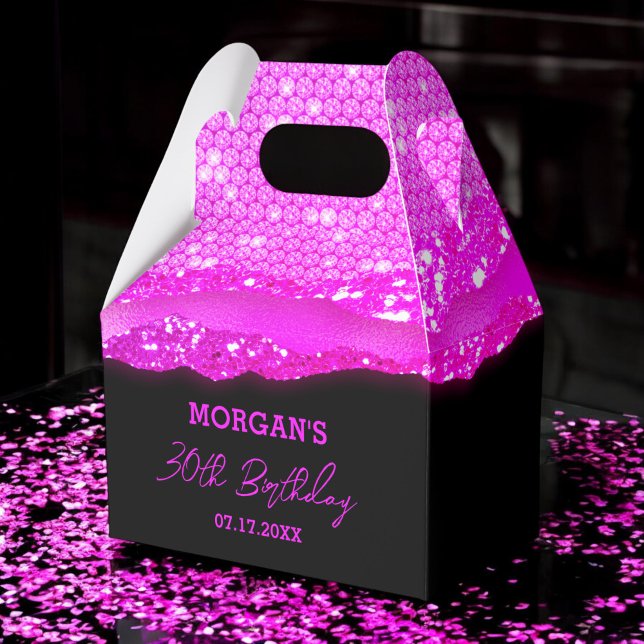 Rosa vid födelsedag Svarta Glitter Namn Tack Presentaskar (Skapare uppladdad)