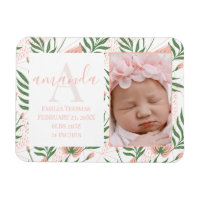 Rosa vid Monogrammed Namn Blommigt  Birth Notice