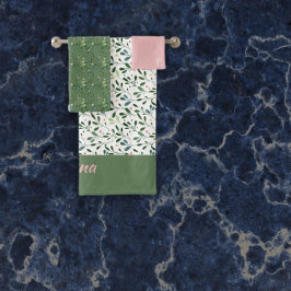 Rosa vid vattenfärgen mönster grönt löv namn