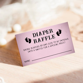 Rosa Vignette-fotavtrycksbläck Raffle Baby Shower Tilläggskort